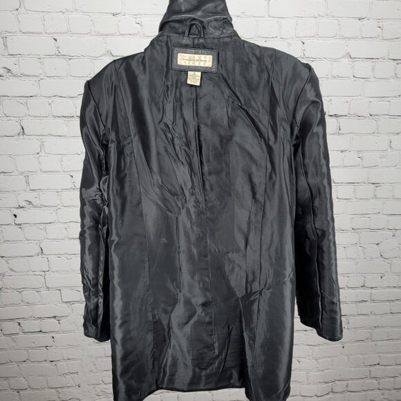 Preston & York Black Genuine Leather Buttoned Pockets Jacket Size Medium M - Picture 9 of 16